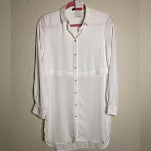 Mango White Button Up Dress